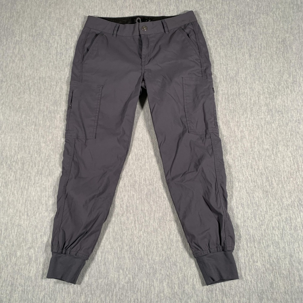 Prana Pants Womens 4 Gray Hiking Cargo Jogger Nylon Stretch Cuffed Trail Outdoor